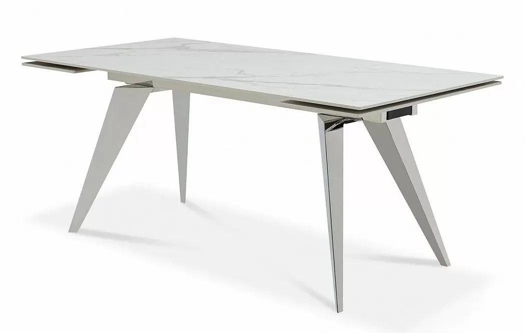 Стол раскладной Ramses 160-230, белый мрамор/хром из Италии