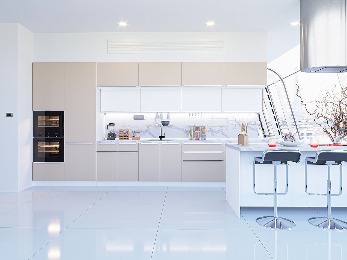 Кухня Фьюжн-02 2140*4400*600 Silky Grey/Silky White