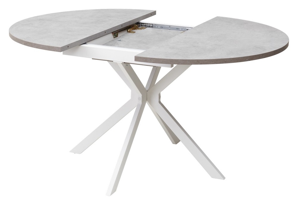Стол ВЕГА D110 раскладной Бетон Чикаго светло-серый/ белый каркас М-City из Италии