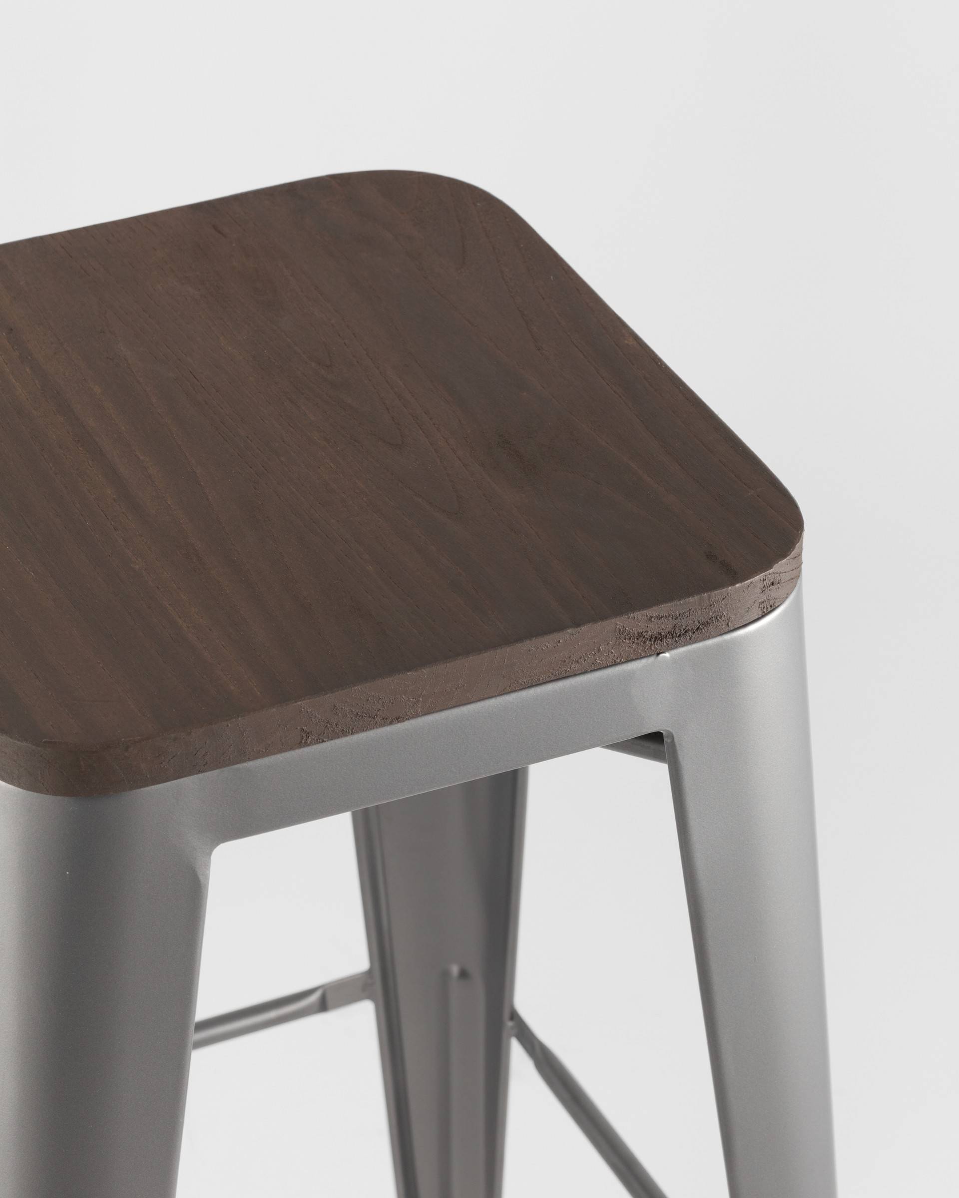 Стул барный TOLIX WOOD серебристый матовый из Италии