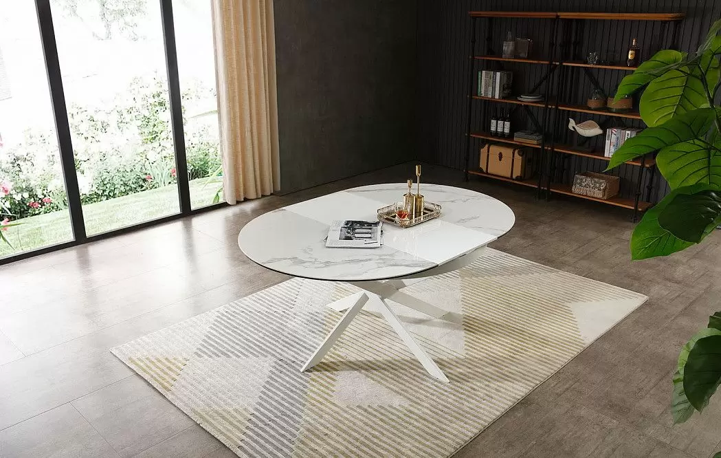 Стол раскладной Diona 120-170, керамика "каррарский мрамор" из Италии