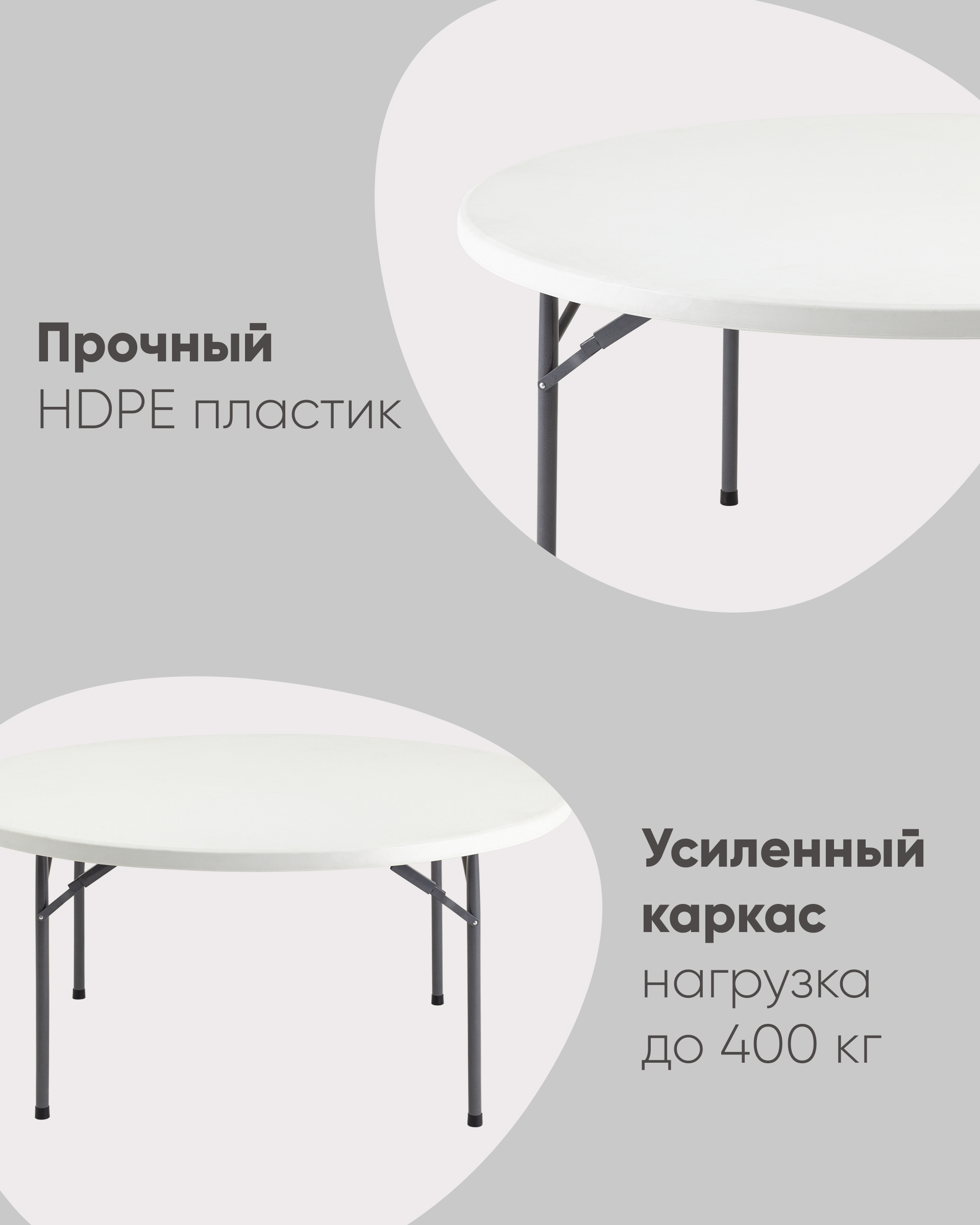 Стол круглый складной пластиковый Кейт 160 из Италии