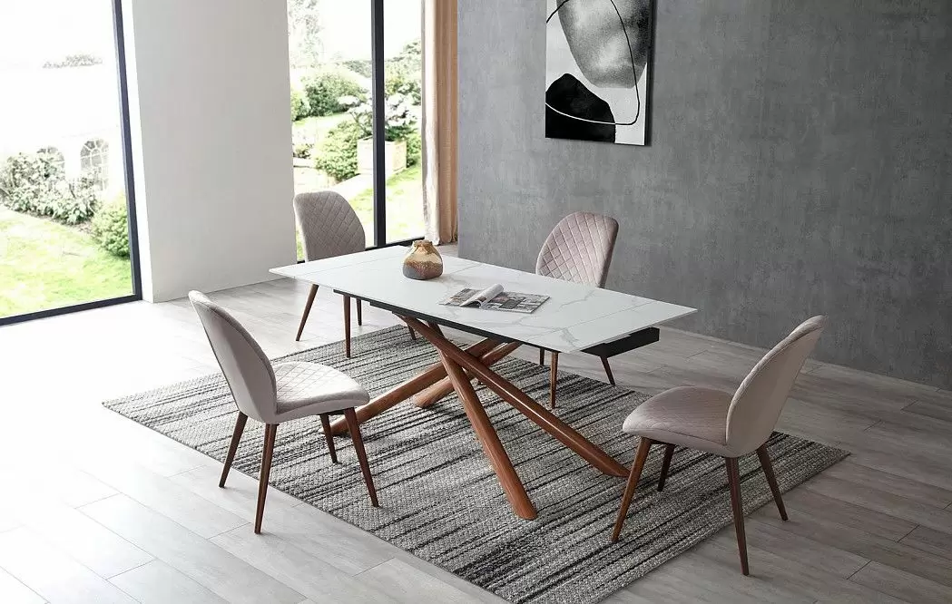 Стол раскладной Ravenna 140-180, белая керамика/орех из Италии