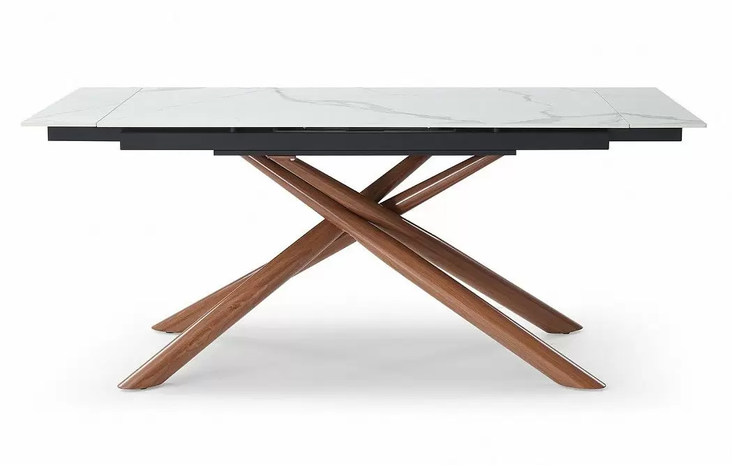 Стол раскладной Ravenna 140-180, белая керамика/орех из Италии