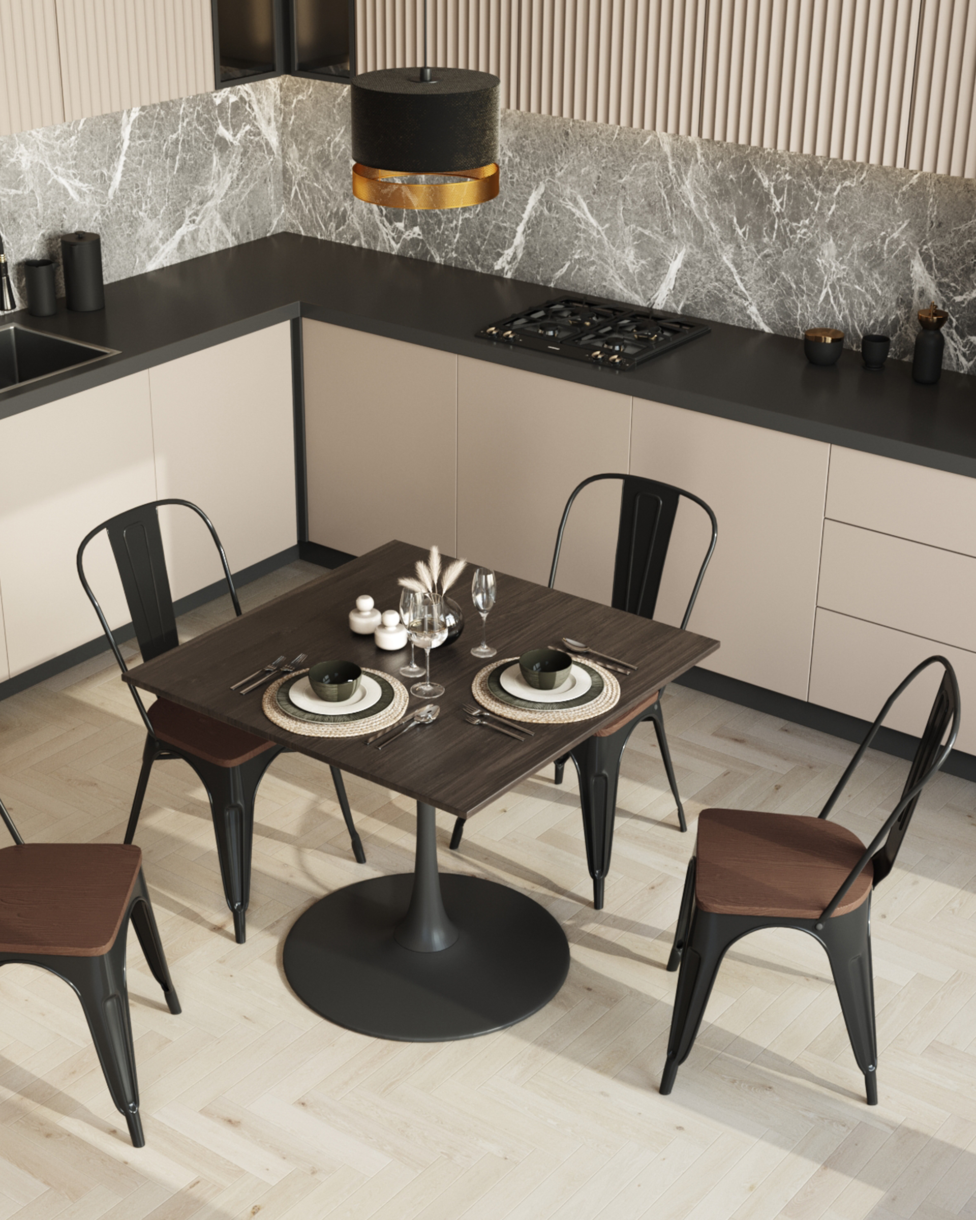 Стол обеденный Strong Square 90х90 темный орех из Италии