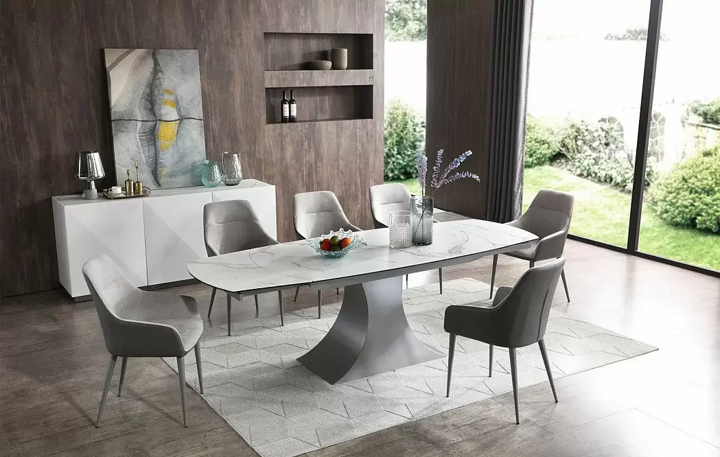 Стол раскладной Palermo 160-240, белая керамика/серый из Италии