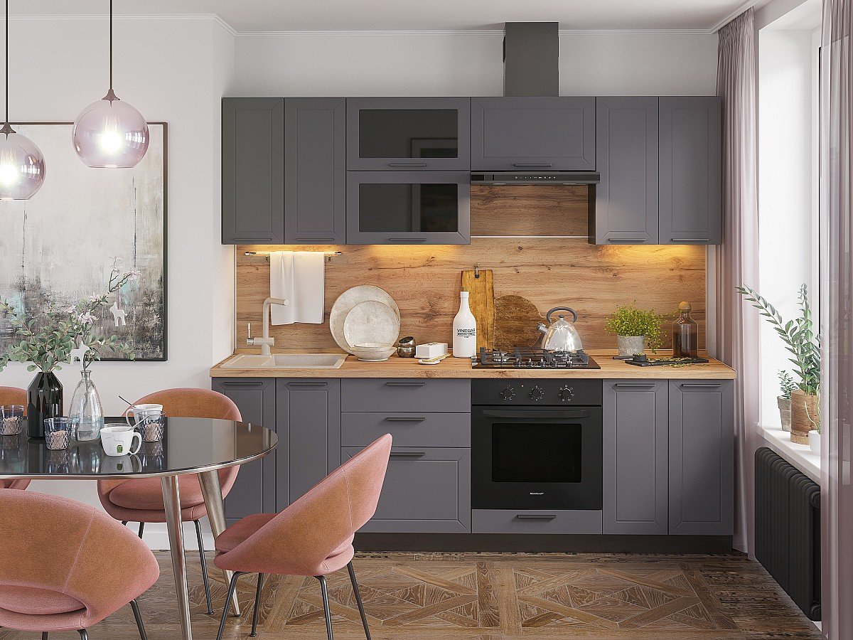 Кухня Глетчер-02 2140*2400*600 Маренго Силк