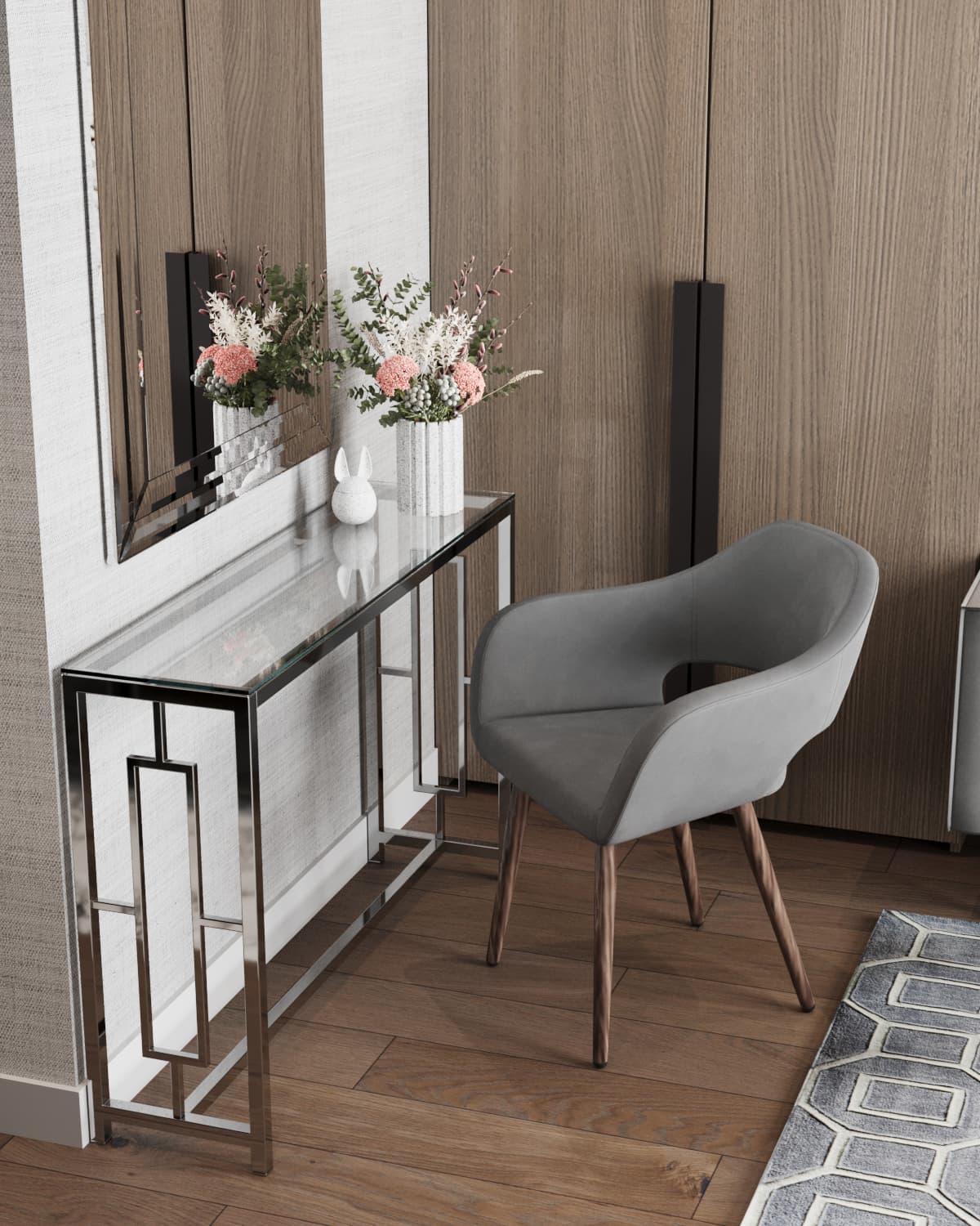 Консоль БРУКЛИН 115*30 серебро из Италии