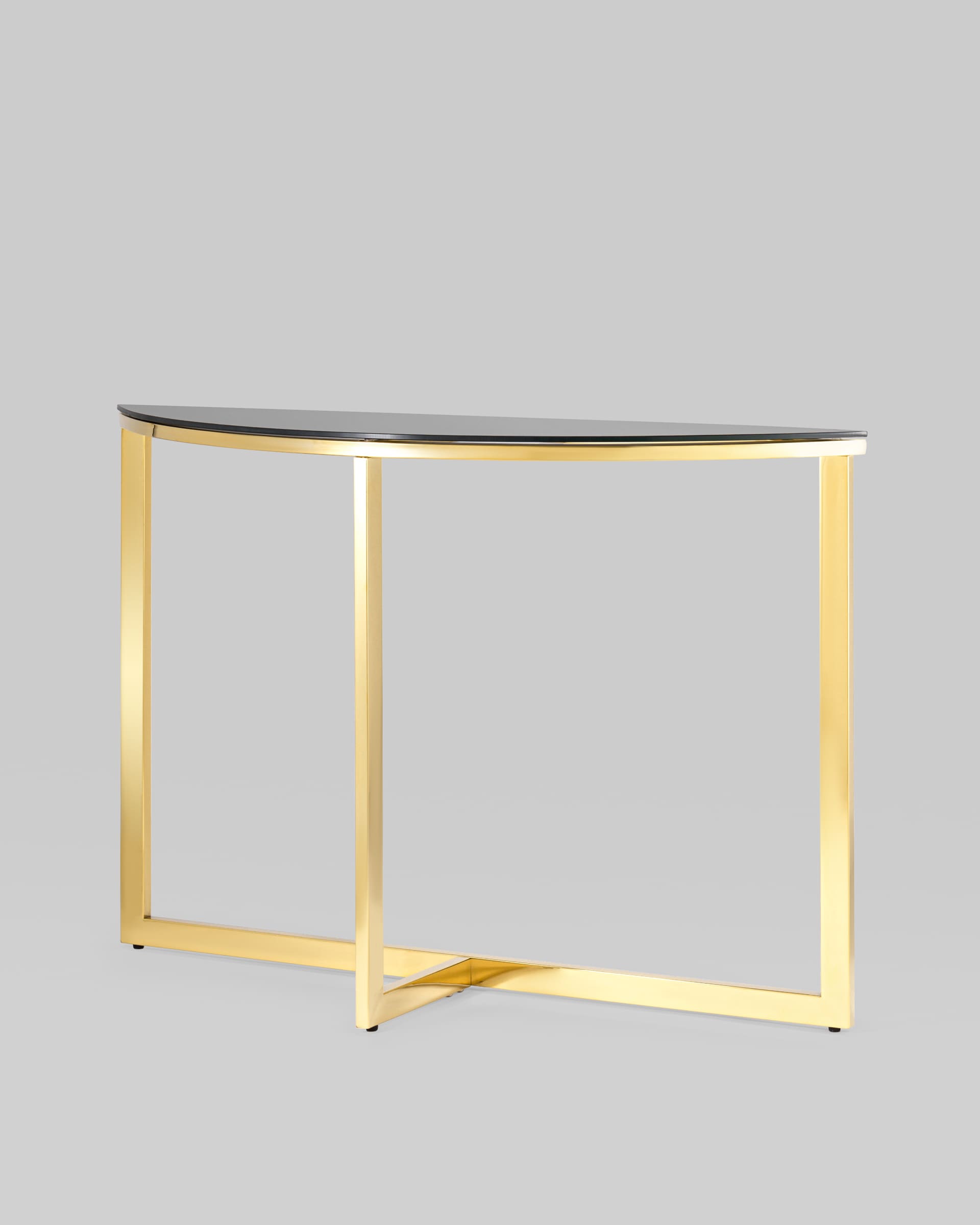 Консоль полукруглая АЛЬБА 115*30 золото стекло черное из Италии