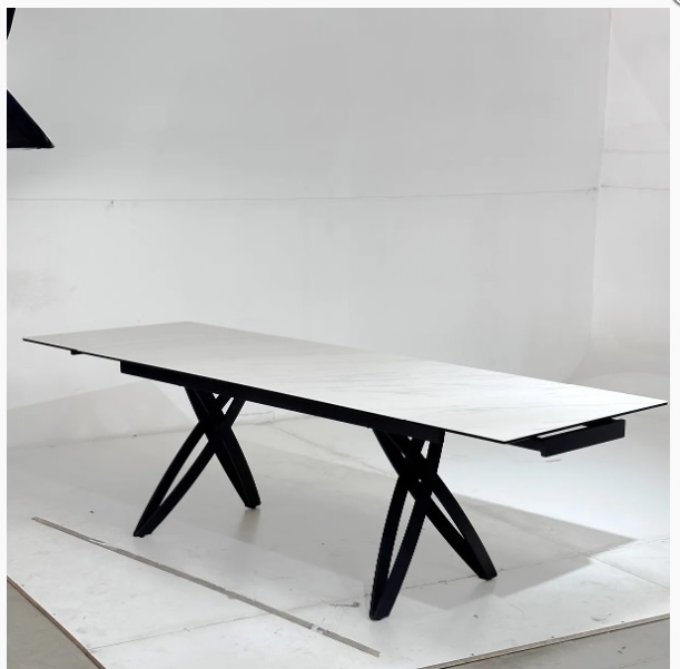 Стол PALERMO 180 KL-99 Белый мрамор матовый, итальянская керамика / черный каркас М-City из Италии