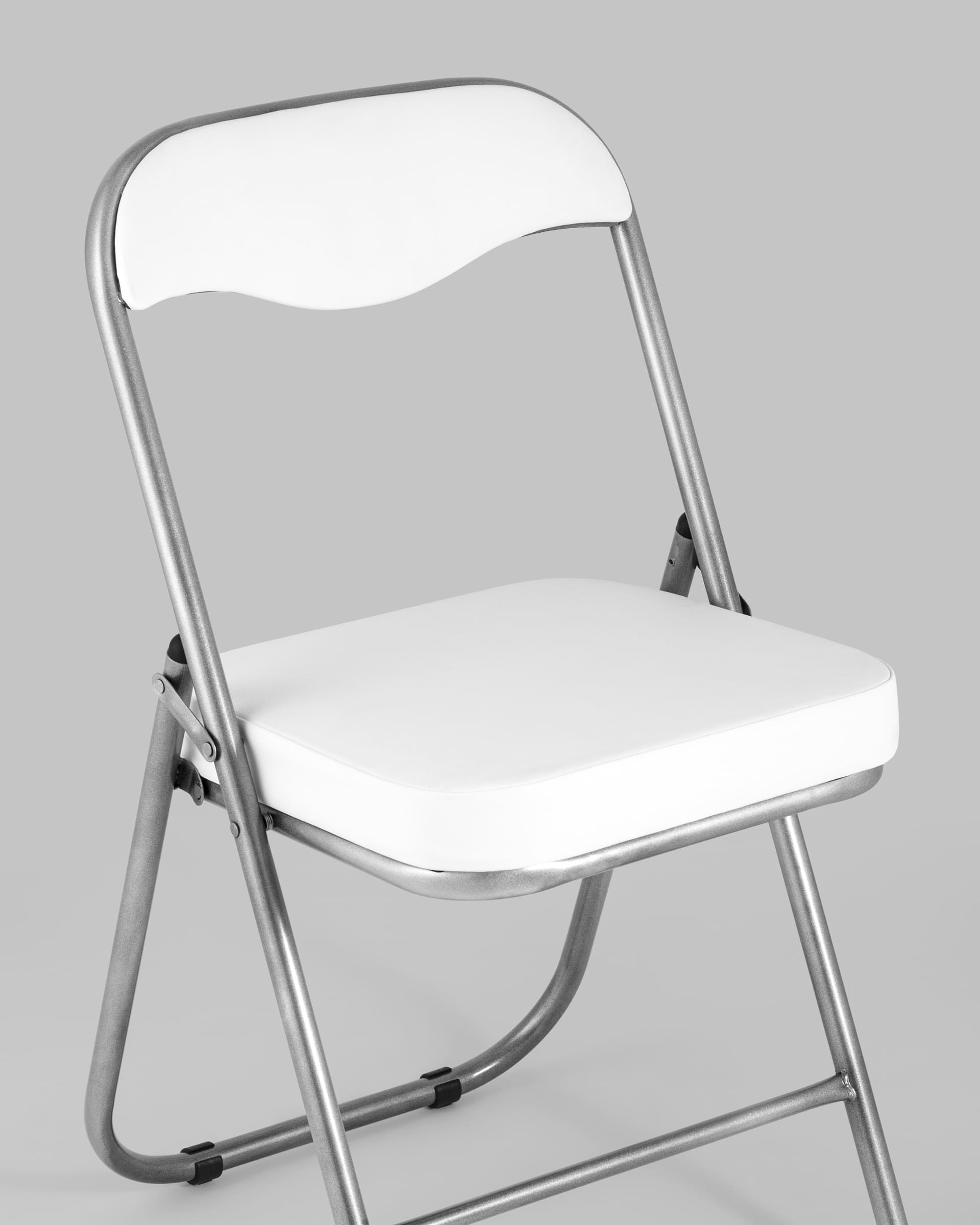 Стул складной мягкий ДЖОН металлик, белый из Италии