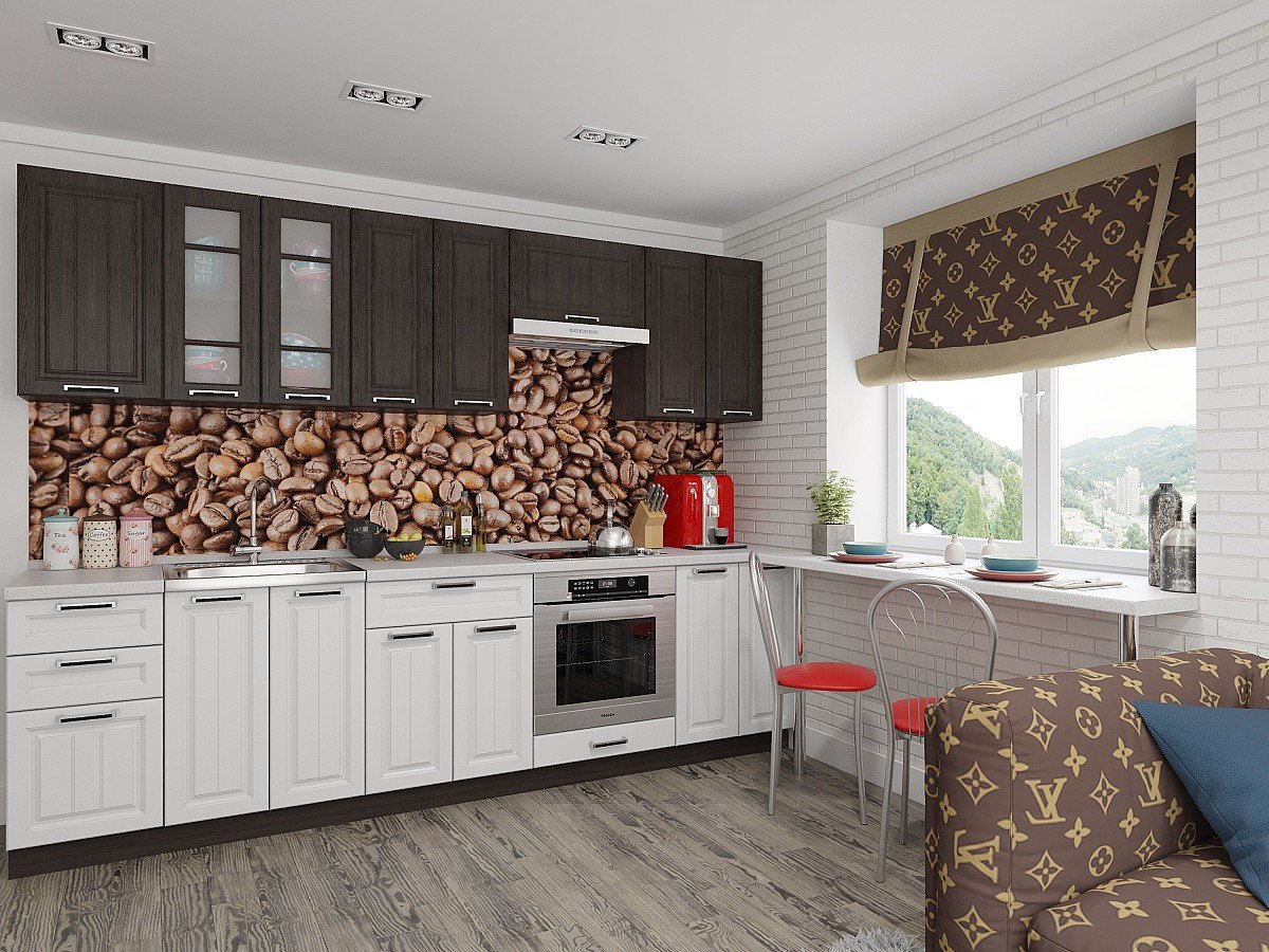 Кухня Прага-02 2140*2800*600 Венге Премиум/Белое дерево