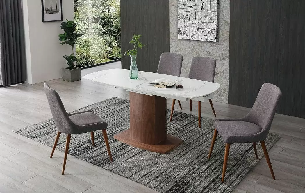 Стол раскладной Carlo 140-180, белая керамика/орех из Италии