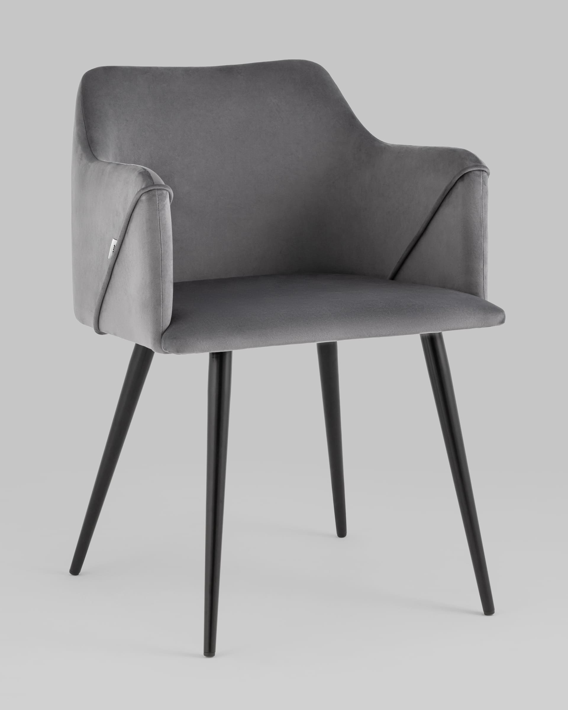 Стул с подлокотниками Джоэл велюр серый из Италии