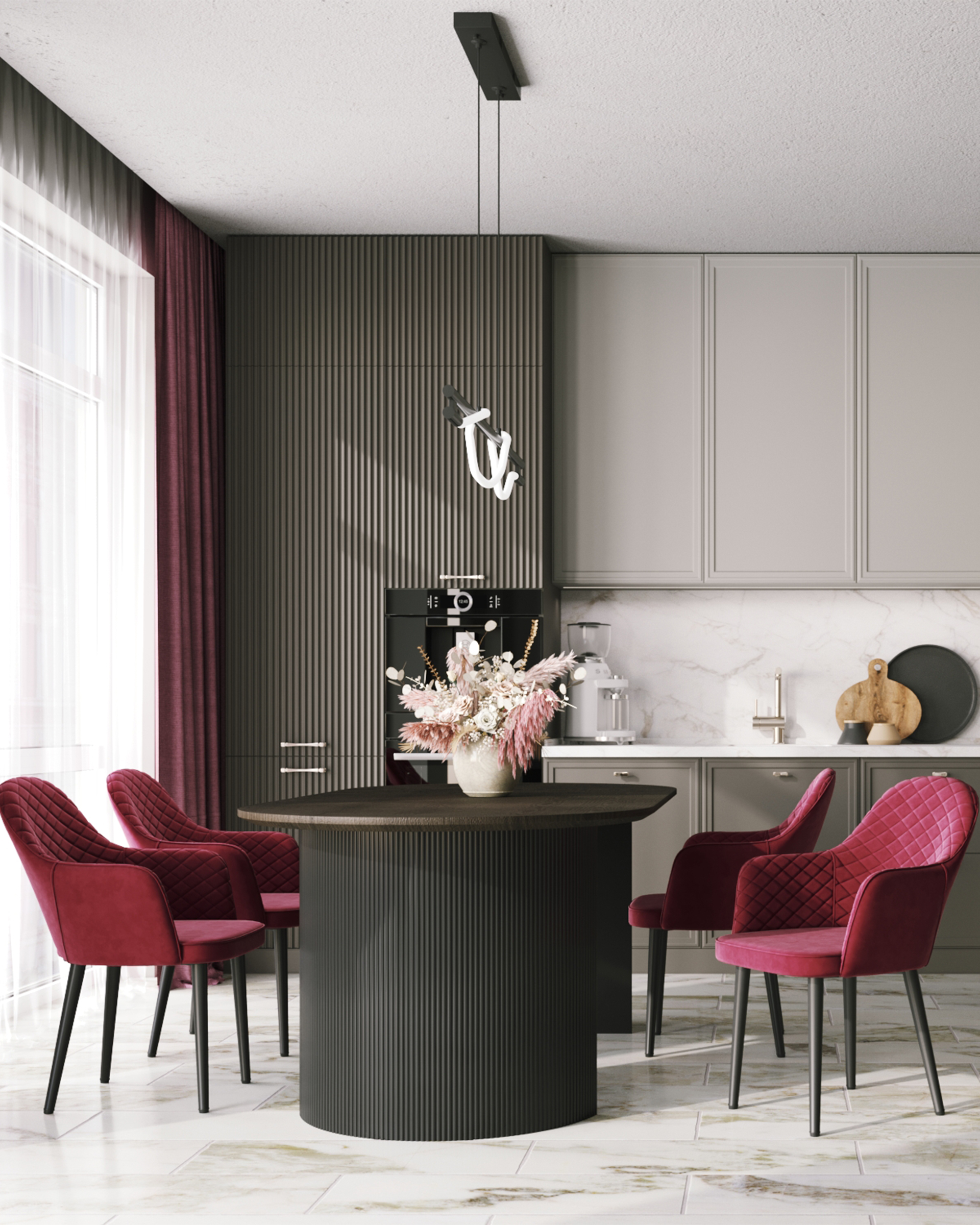 Стул Венера диамант велюр бордовый из Италии