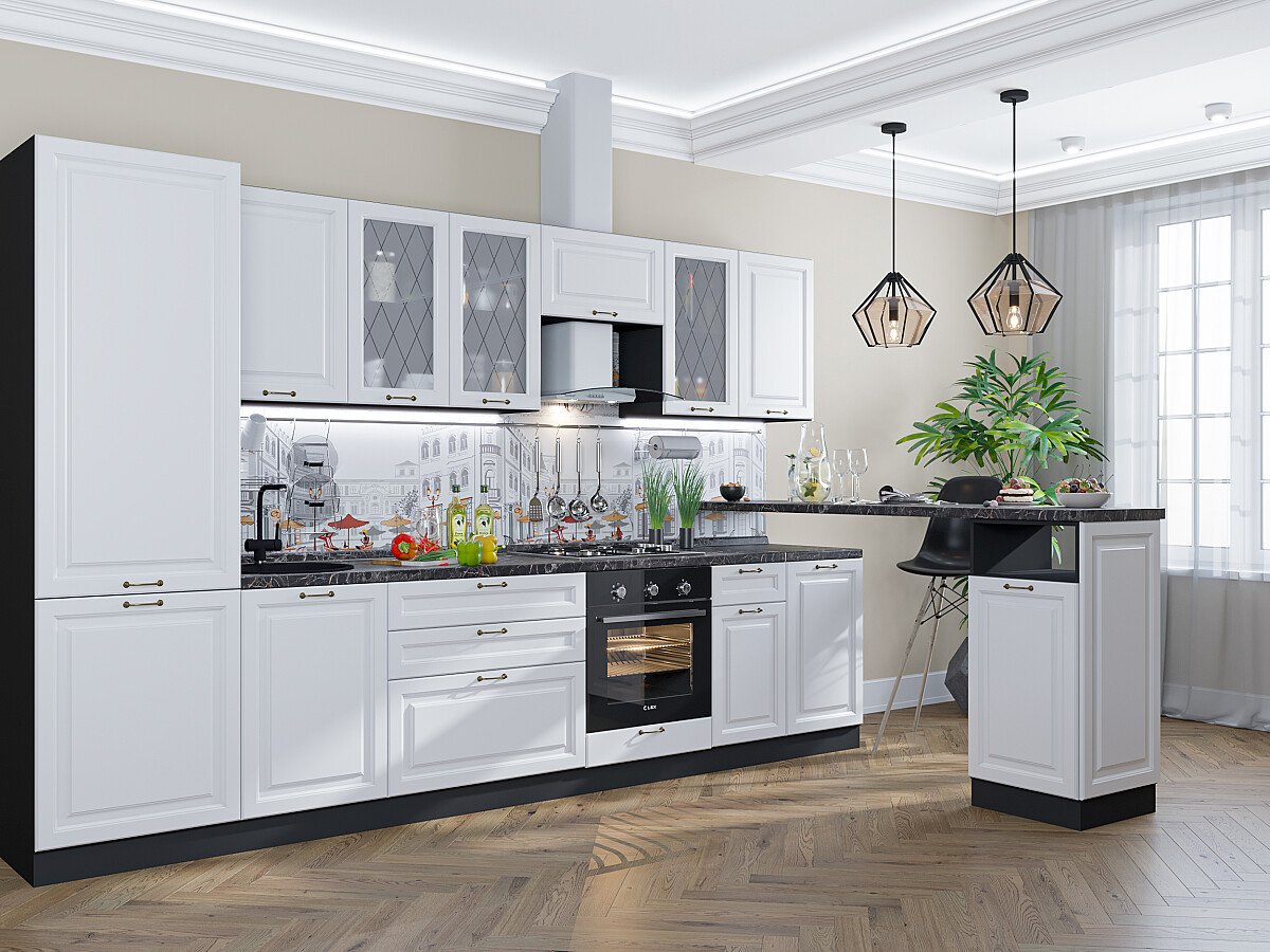 Кухня Ницца-02 2140*3300*600 Белый