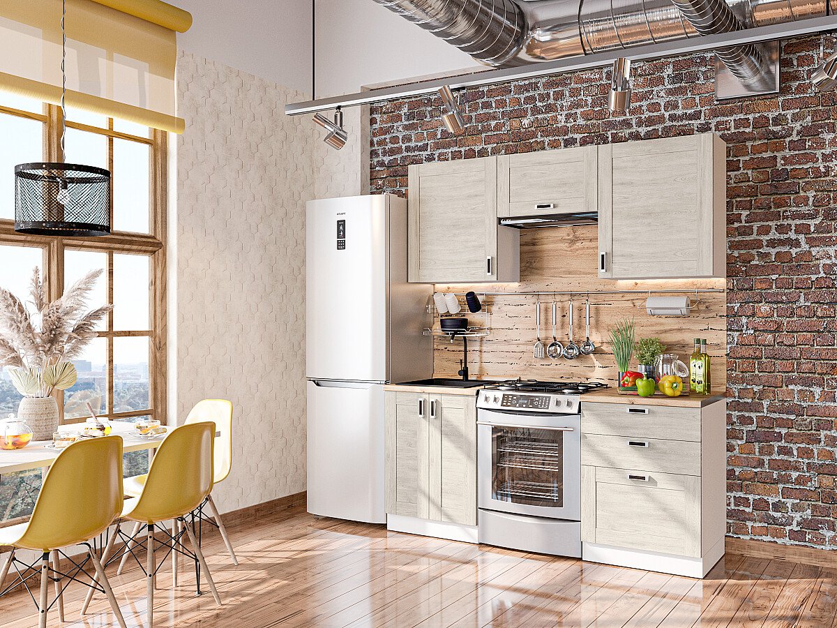 Кухня Лофт-05 2140*1800*600 Nordic Oak