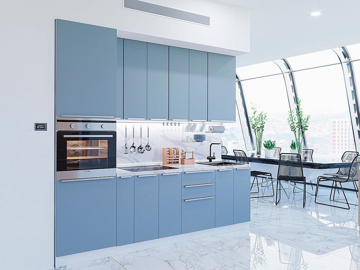 Кухня Фьюжн-03 2340*2600*600 Silky Blue