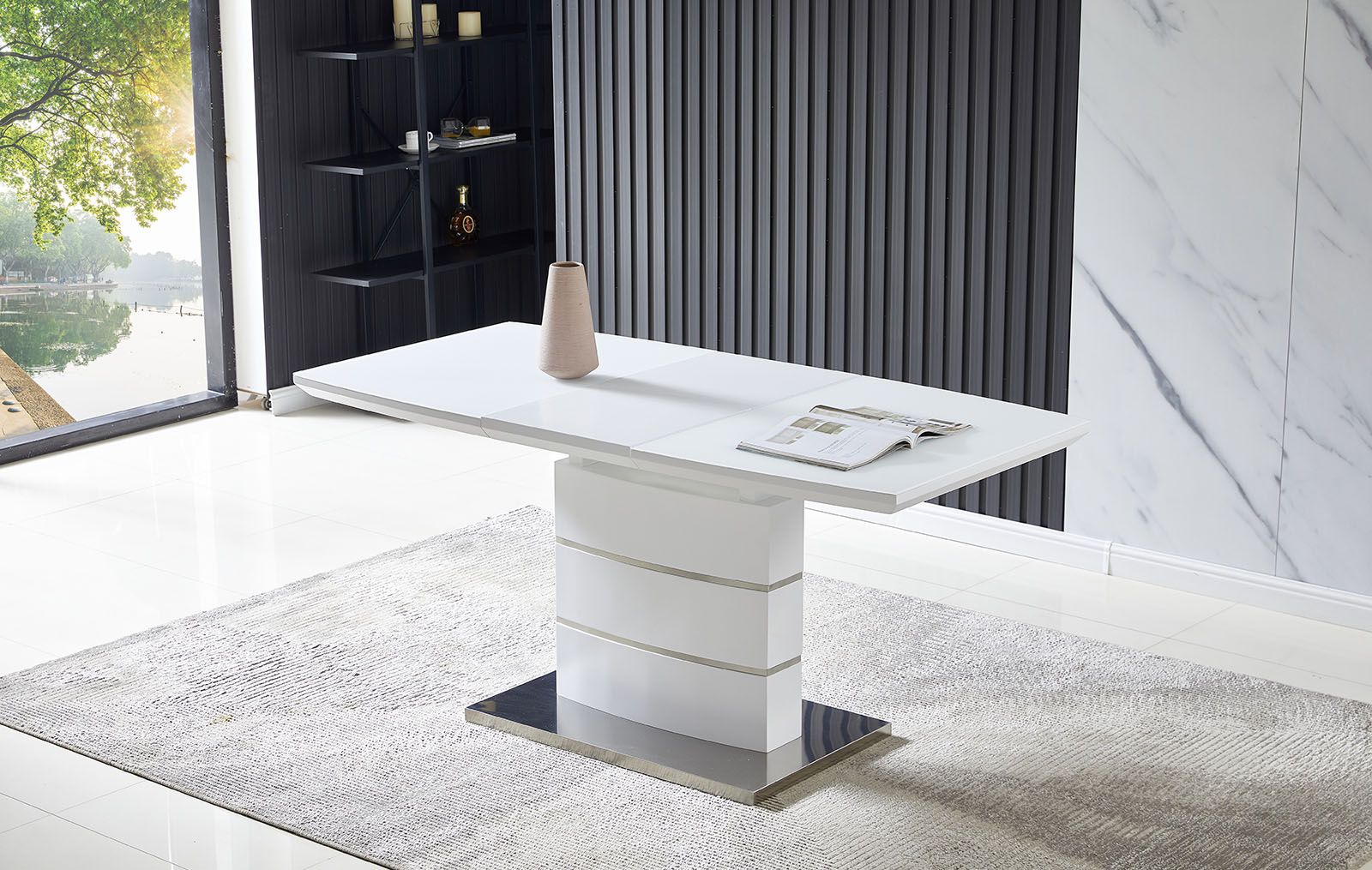 Стол раскладной Verona Glass (120), белый матовый из Италии