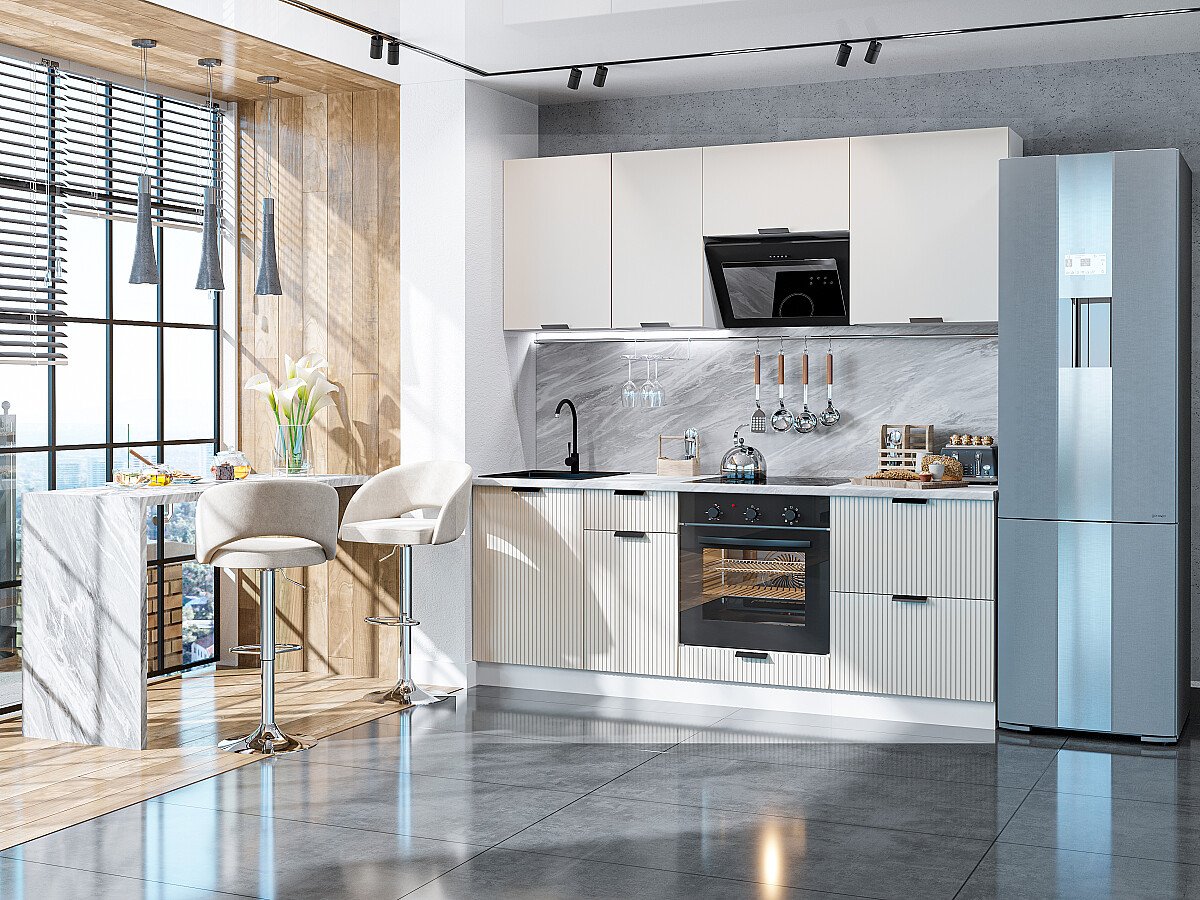 Кухня Евро Лайн-02 2140*2000*600 Агат