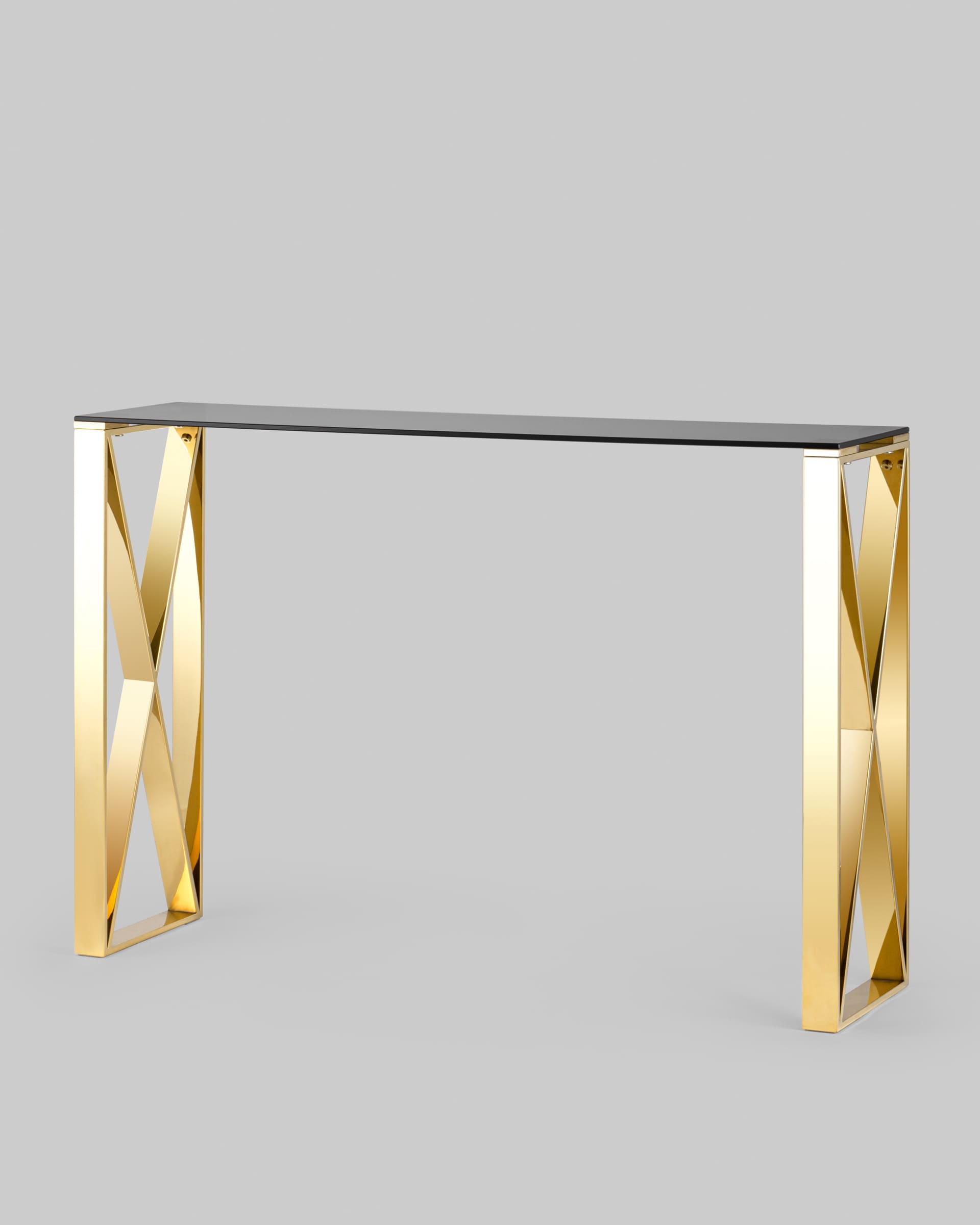 Консоль КРОСС 115*30 золото стекло smoke из Италии