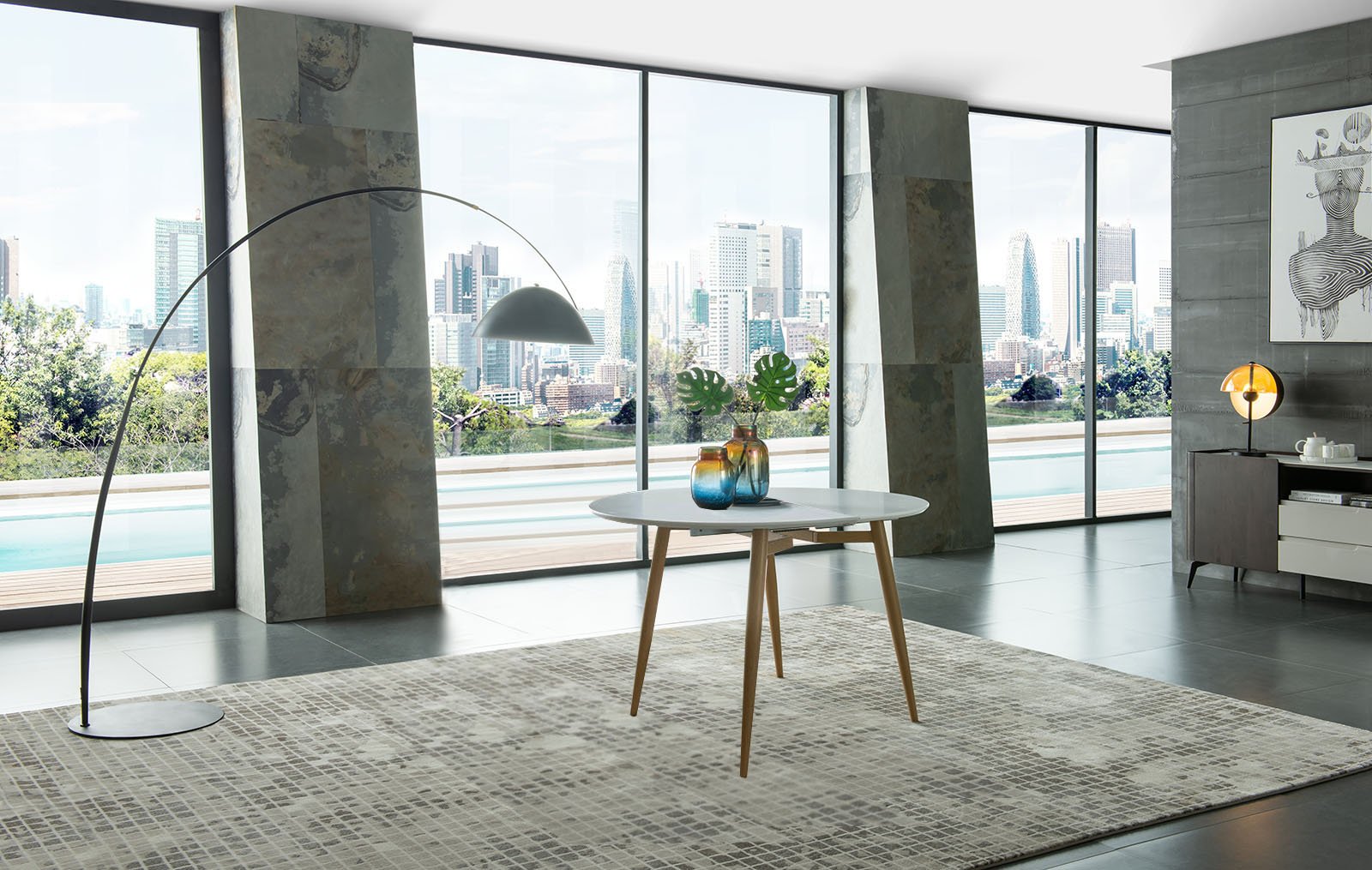 Стол раскладной Suzy 120-200, белый/дуб из Италии