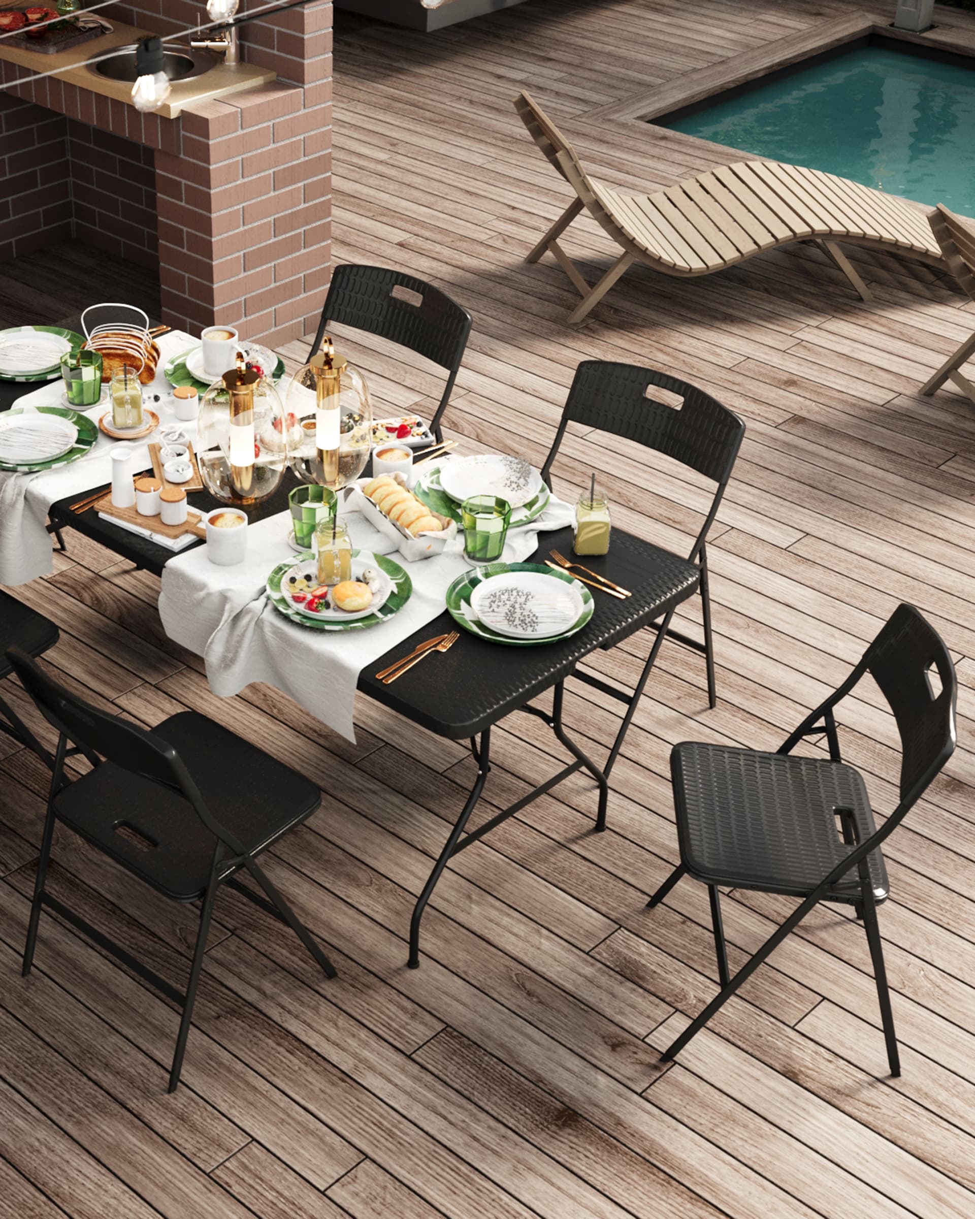 Стол складной чемодан пластиковый Кейт 180 коричневый из Италии