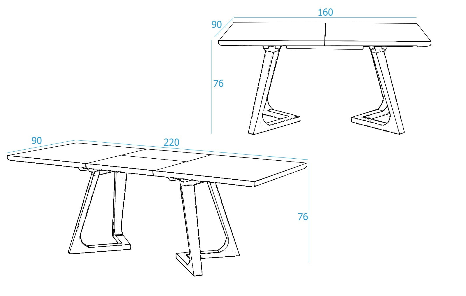 Стол раскладной Avalon (160), белый/ясень из Италии