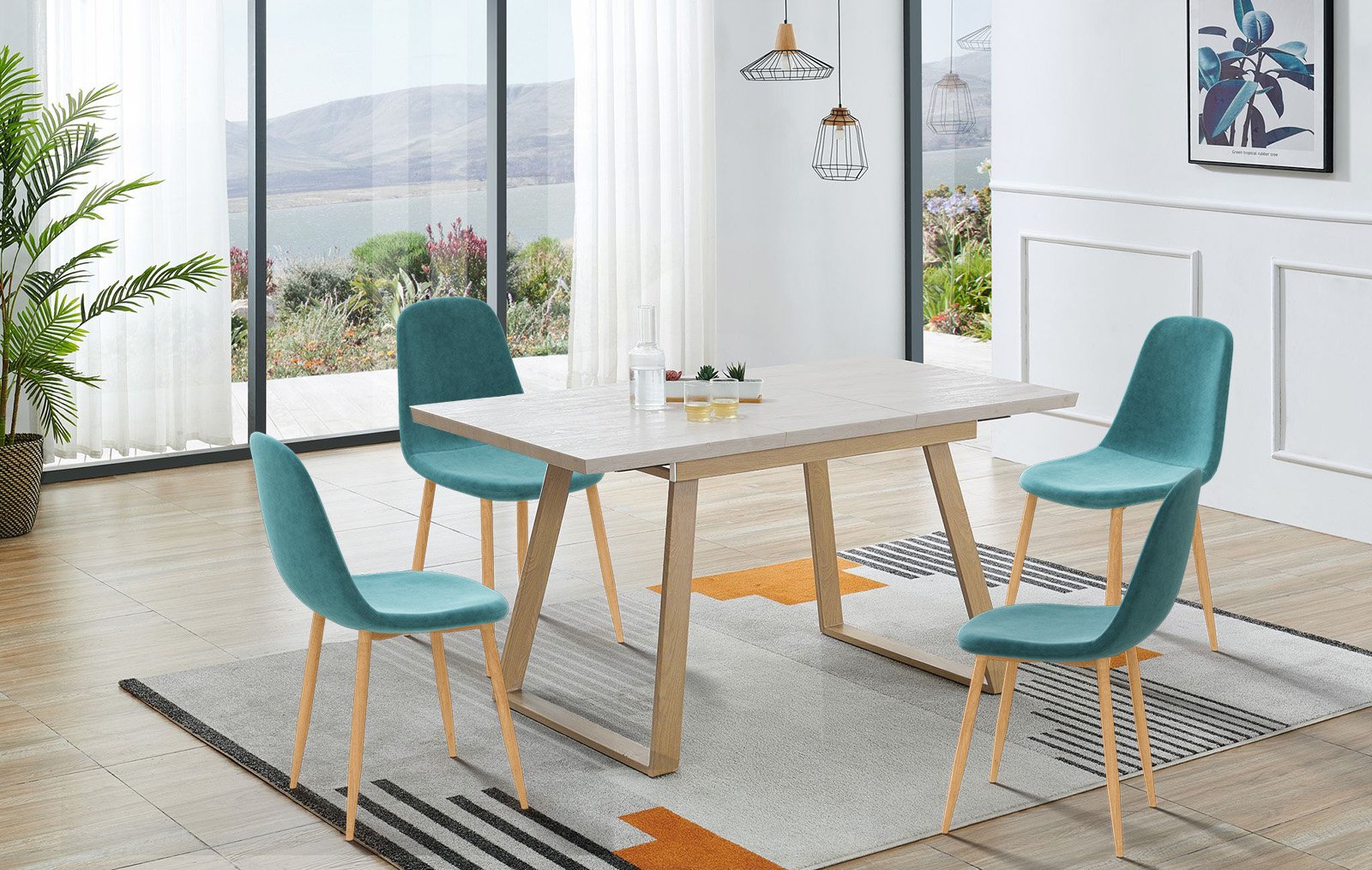 Стол раскладной Norfolk, светлый дуб/вяз из Италии