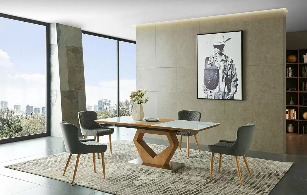 Стол раскладной Diamond 160-200, белый/дуб из Италии