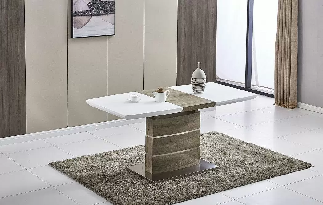 Стол раскладной Arioso Glass (140), белый/дуб из Италии