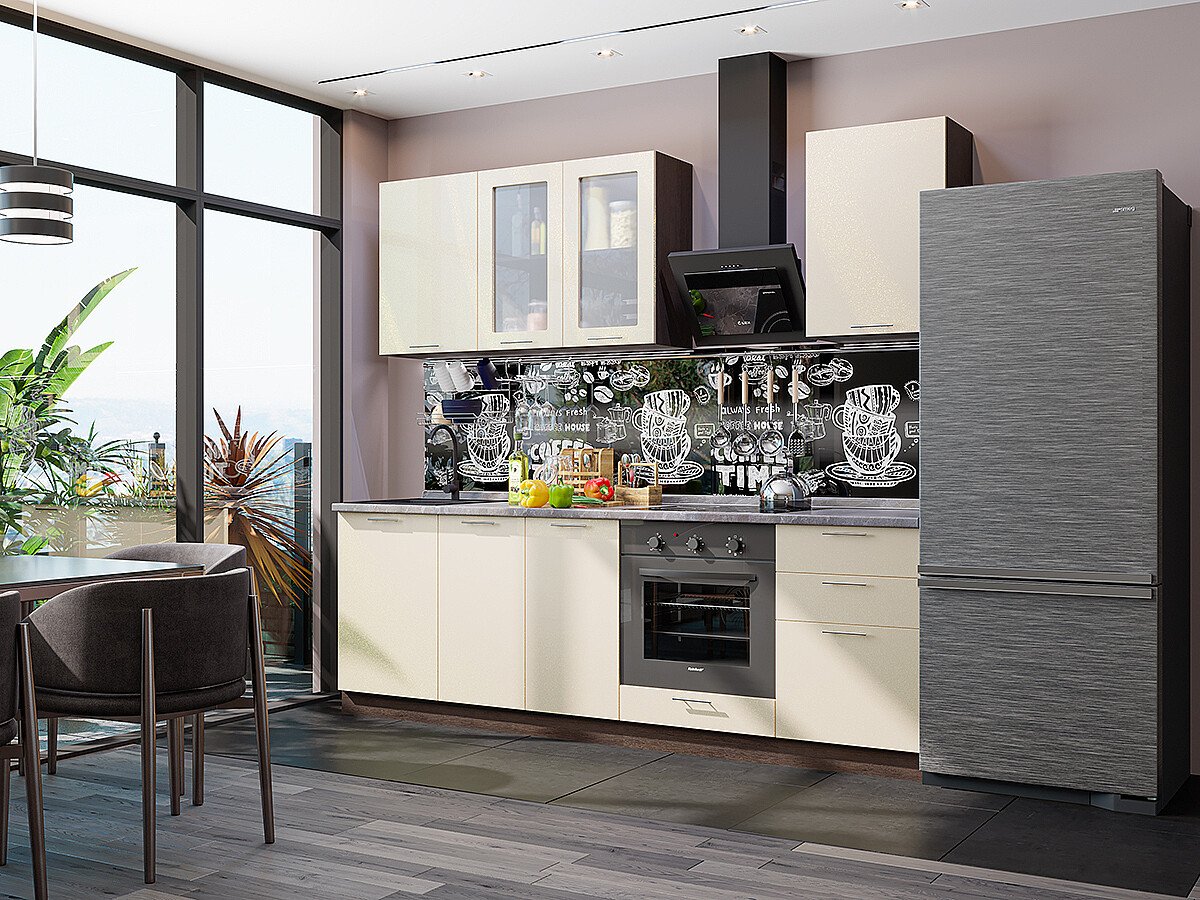 Кухня Валерия-М-03 2140*2400*600 Бежевый металлик