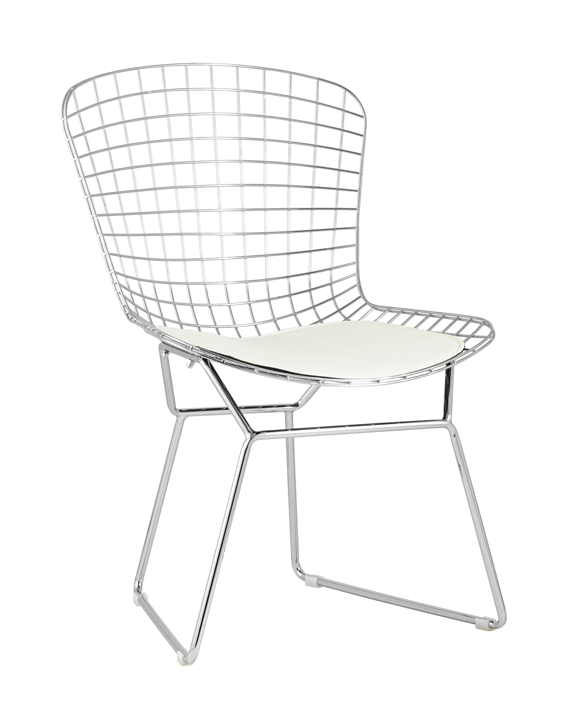 Стул обеденный Bertoia, хромированный, с белой  подушкой из Италии