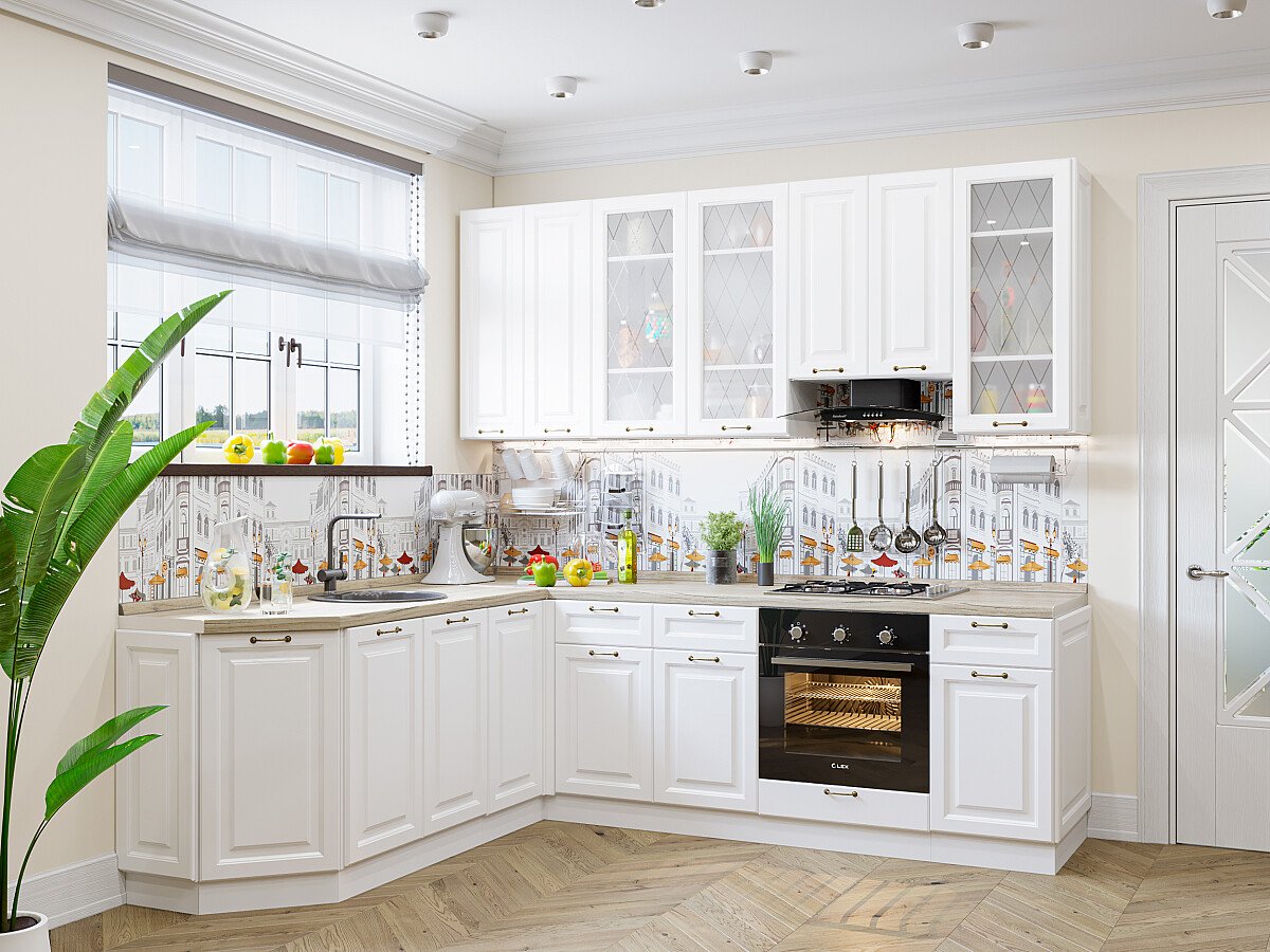 Кухня Ницца-03 2340*1890/2400*600 Белый