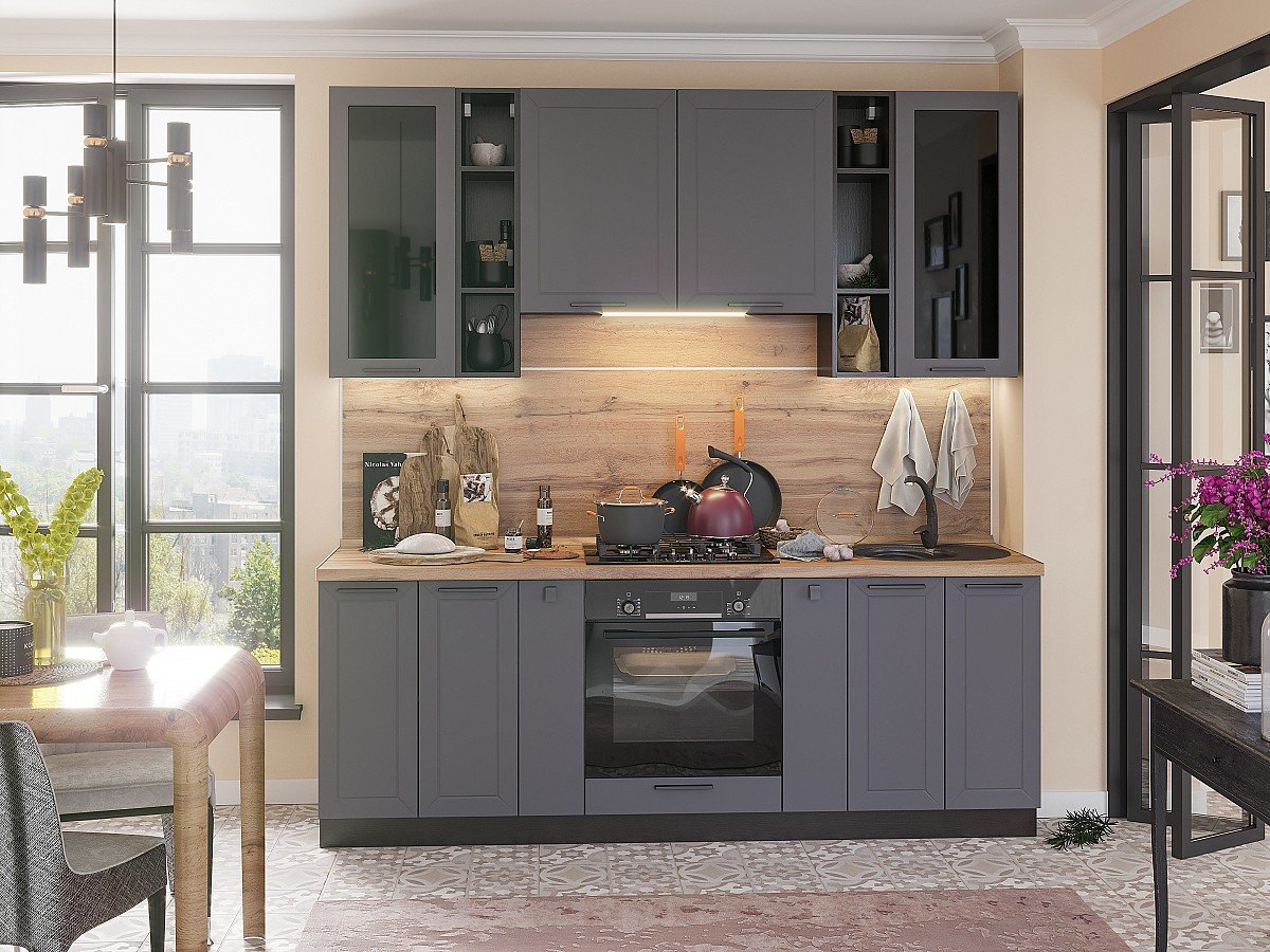 Кухня Глетчер-01 2340*2200*600 Маренго Силк