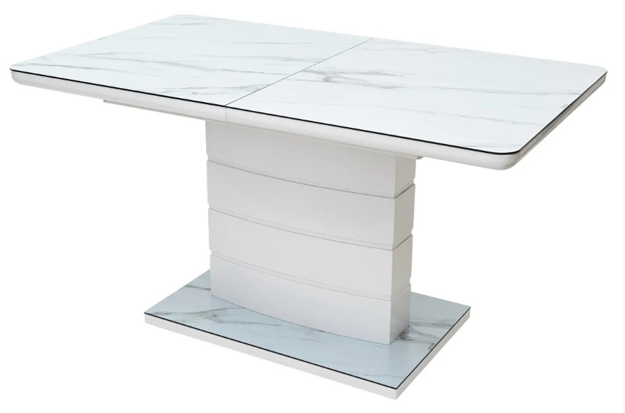 Стол ALTA 140 GREY-WHITE MARBLE/ WHITE глазурованное стекло М-City из Италии