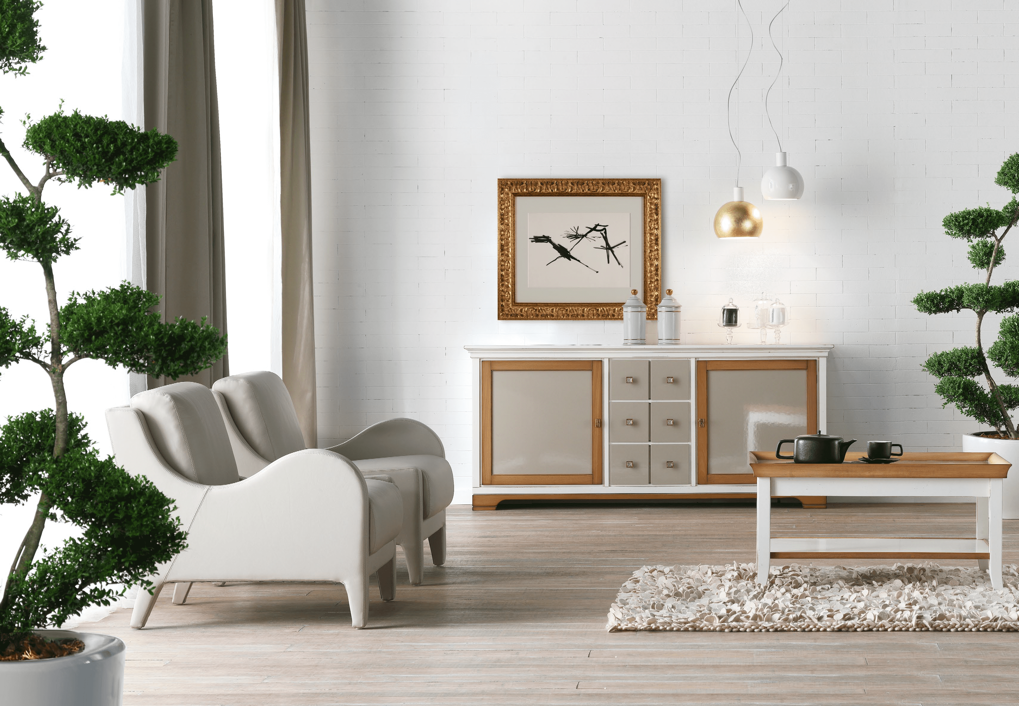 Буфет 8240, кресло Nouvelle Vague 587 и столик 2641 из Италии
