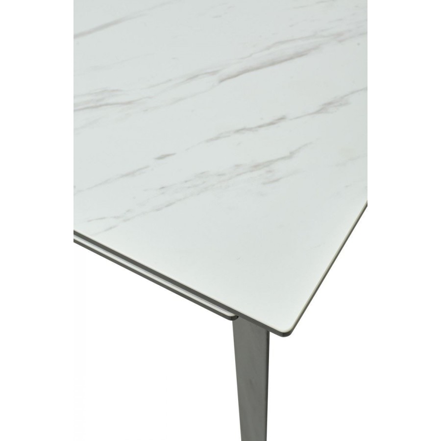 Стол CREMONA 160 KL-99 Белый мрамор матовый, итальянская керамика / черный каркас М-City из Италии