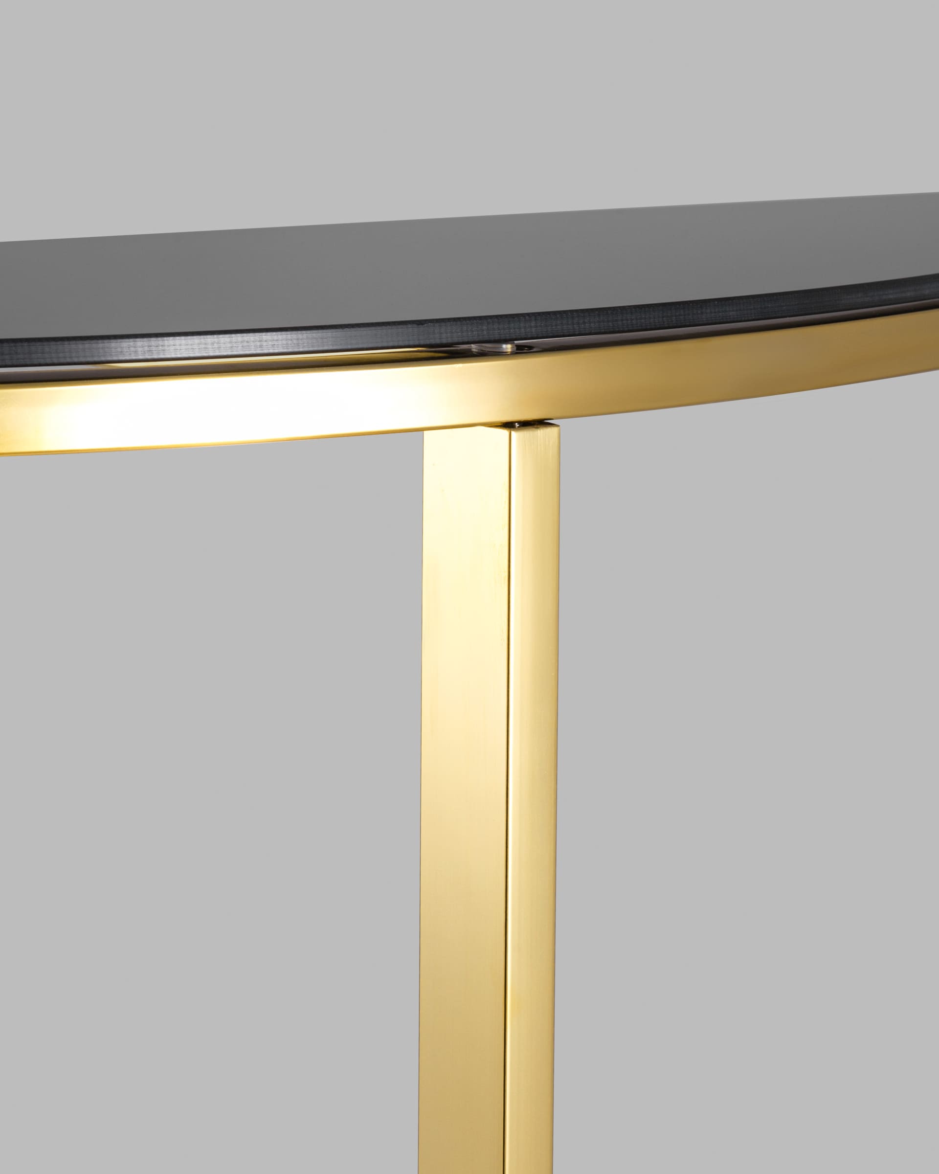 Консоль полукруглая АЛЬБА 115*30 золото стекло черное из Италии