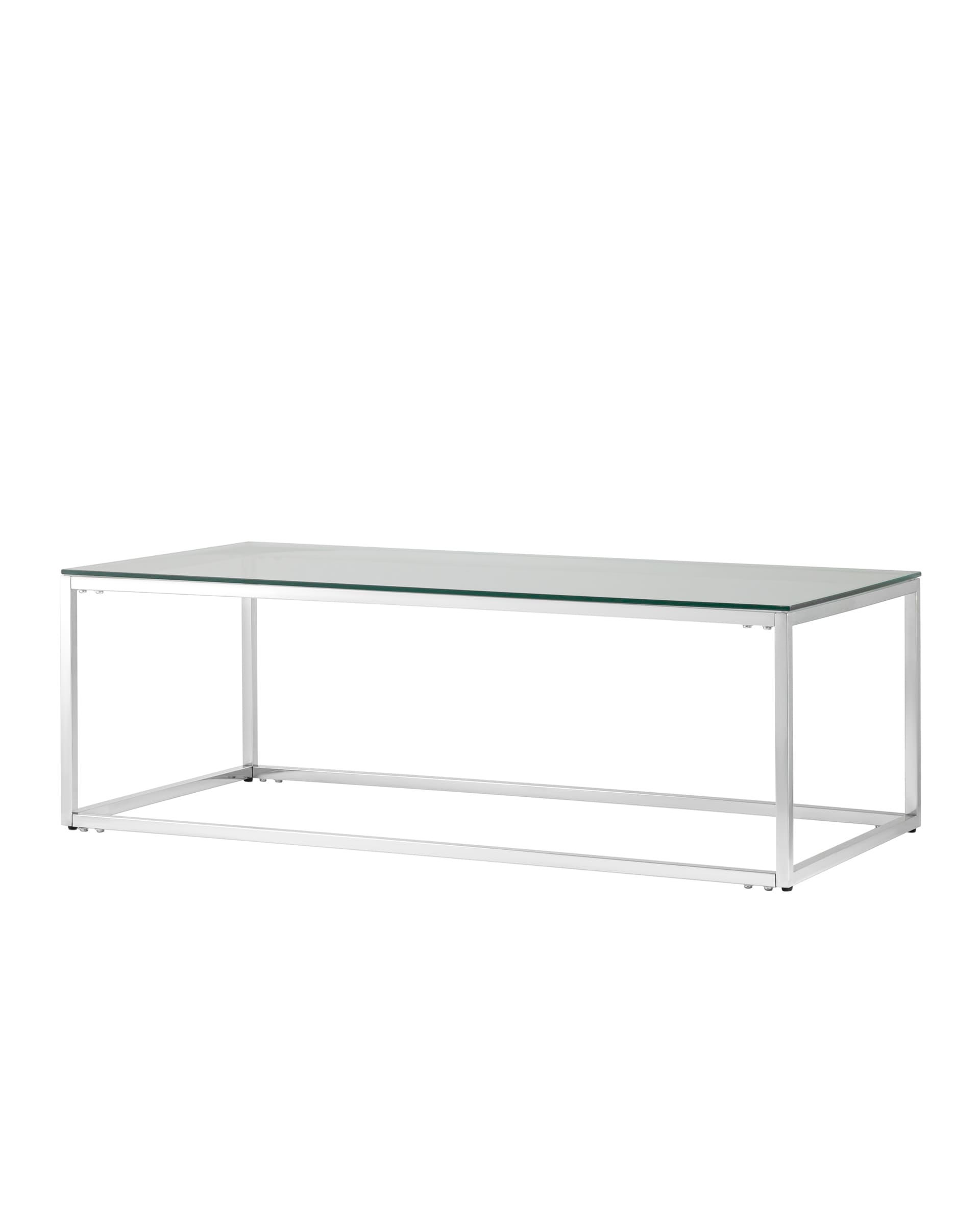 Журнальный стол 120*60 ТАУН, прозрачное стекло, сталь серебро из Италии