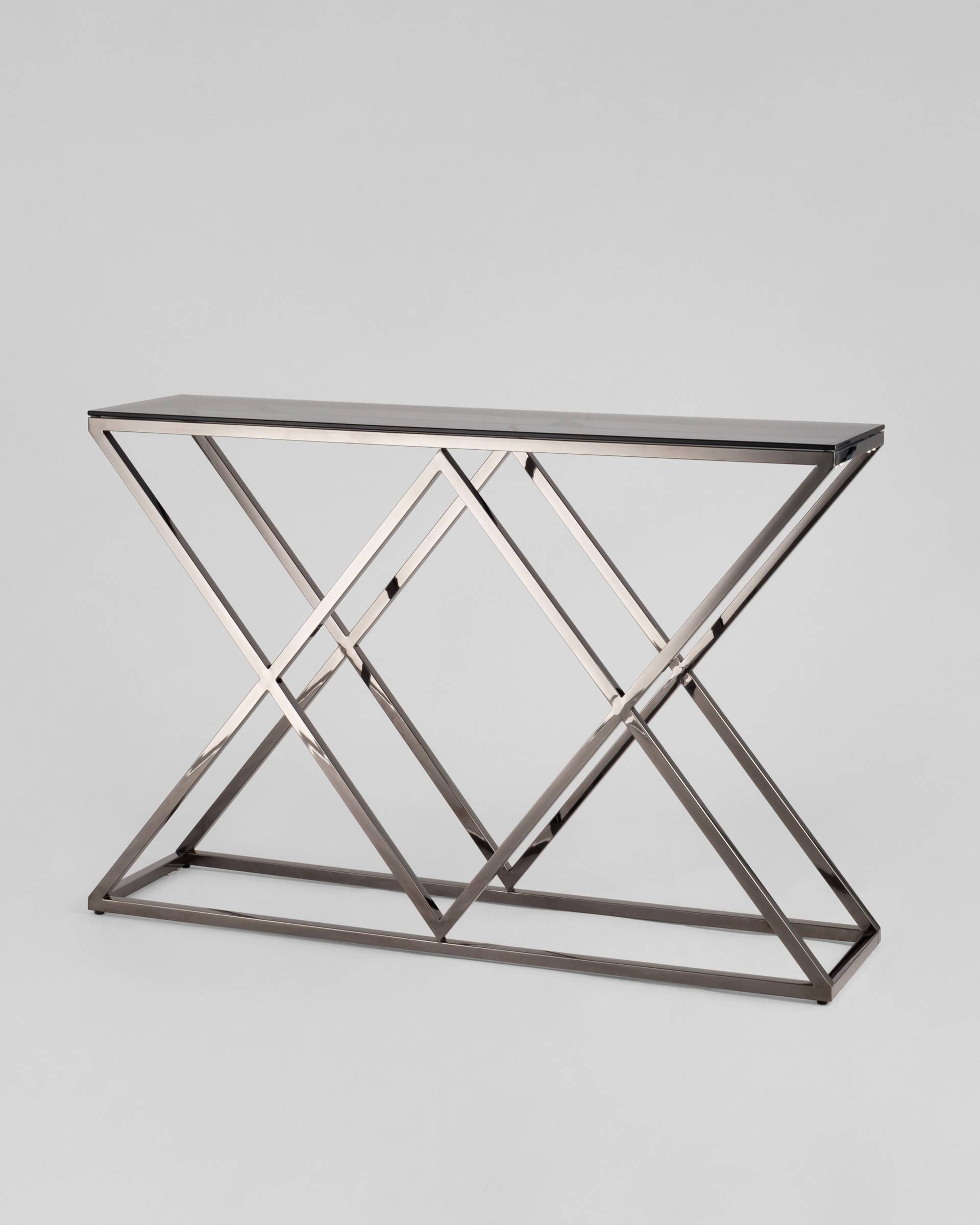 Консоль ИНСИГНИЯ 115*30 сталь темный хром стекло smoke из Италии