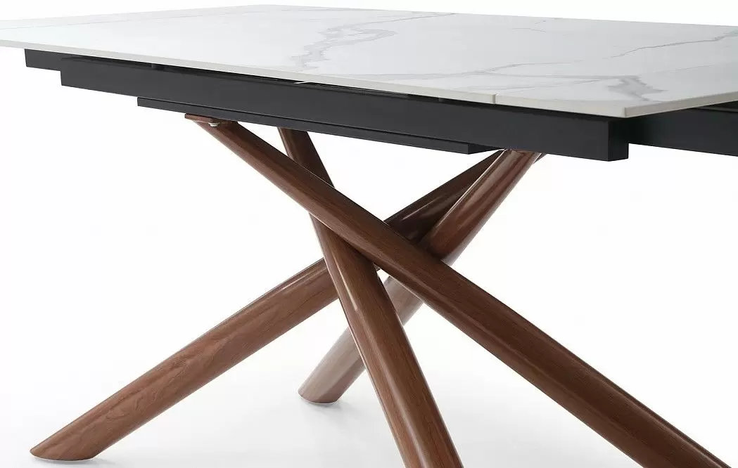 Стол раскладной Ravenna 140-180, белая керамика/орех из Италии