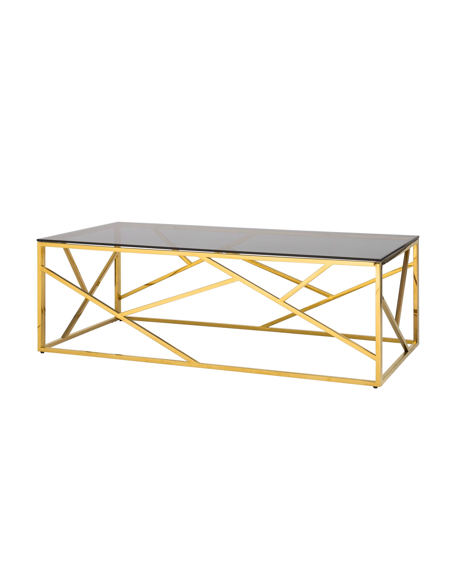 Журнальный стол 120*60 АРТ ДЕКО, стекло smoke, сталь золото из Италии