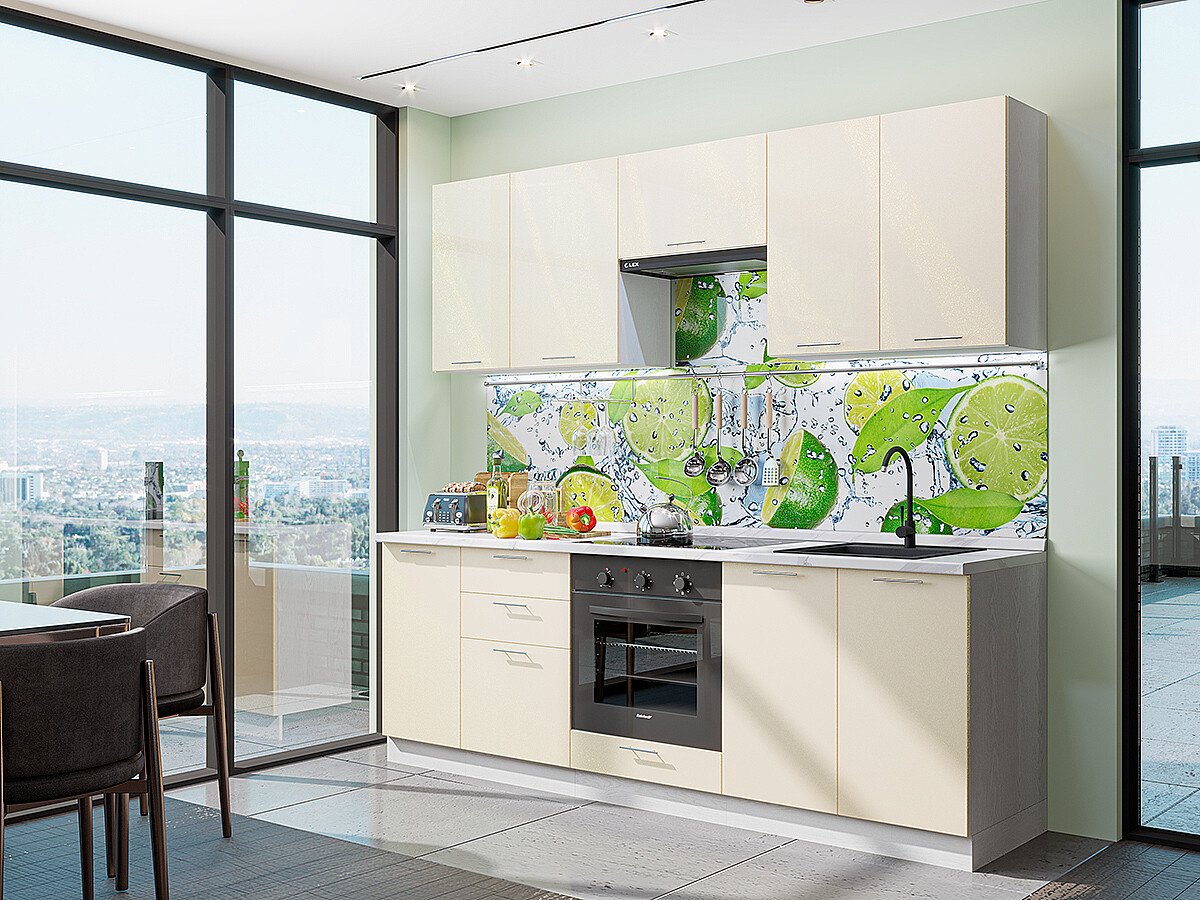 Кухня Валерия-М-02 2140*2300*600 Бежевый металлик