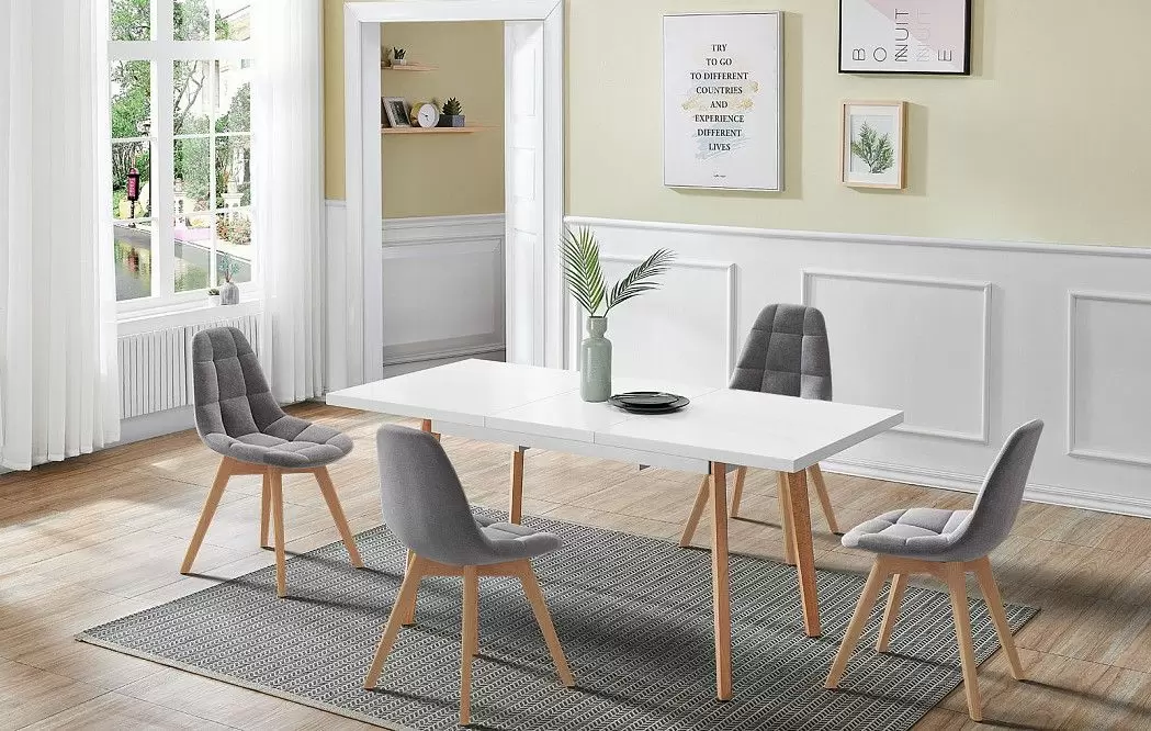 Стол раскладной Pamela 130-170, белый матовый/бук из Италии