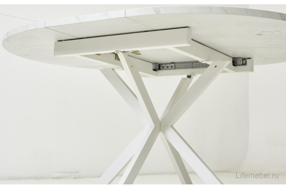 Стол ВЕГА D110 раскладной Мрамор Леванто / белый каркас М-City из Италии