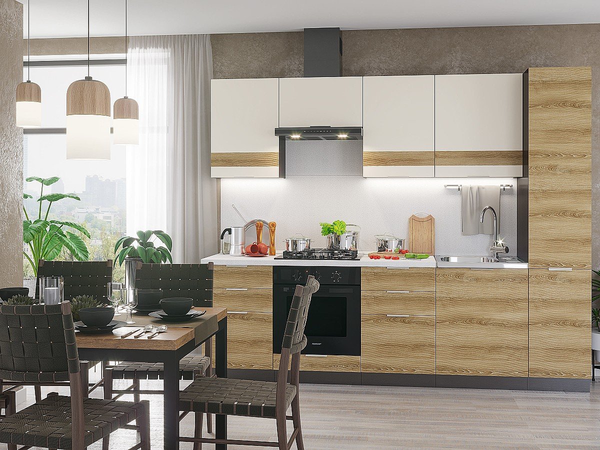 Кухня Терра-02 2140*2600*600 Ваниль Софт/Ель Карпатская