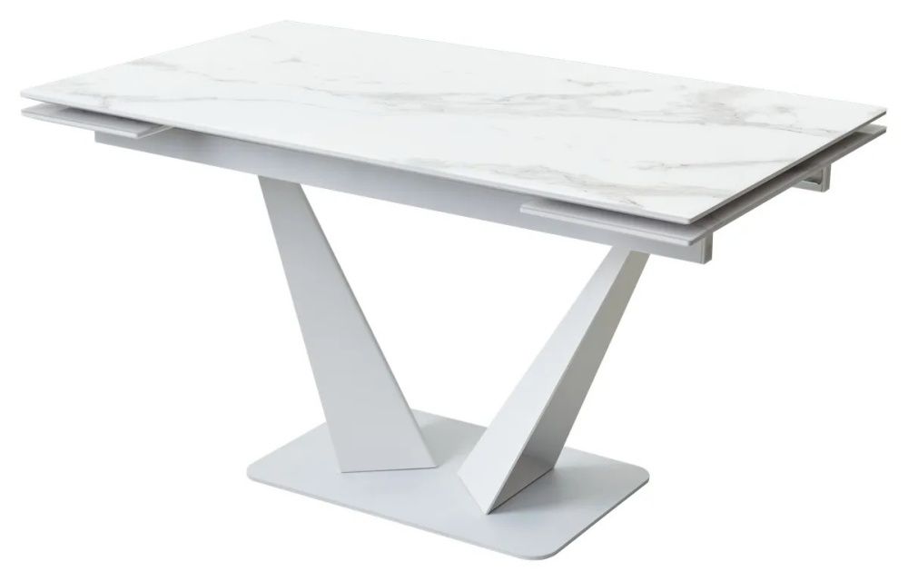 Стол Ниагара 140 БЕЛЫЙ МРАМОР, стекло / БЕЛЫЙ, М-City из Италии