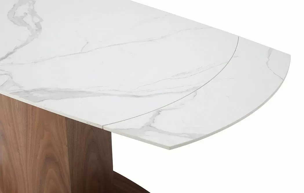 Стол раскладной Carlo 140-180, белая керамика/орех из Италии