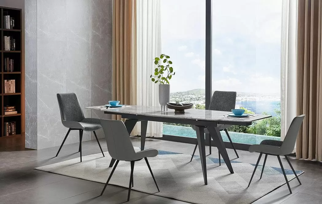 Стол раскладной Ramses 180-250, серый мрамор/черный из Италии